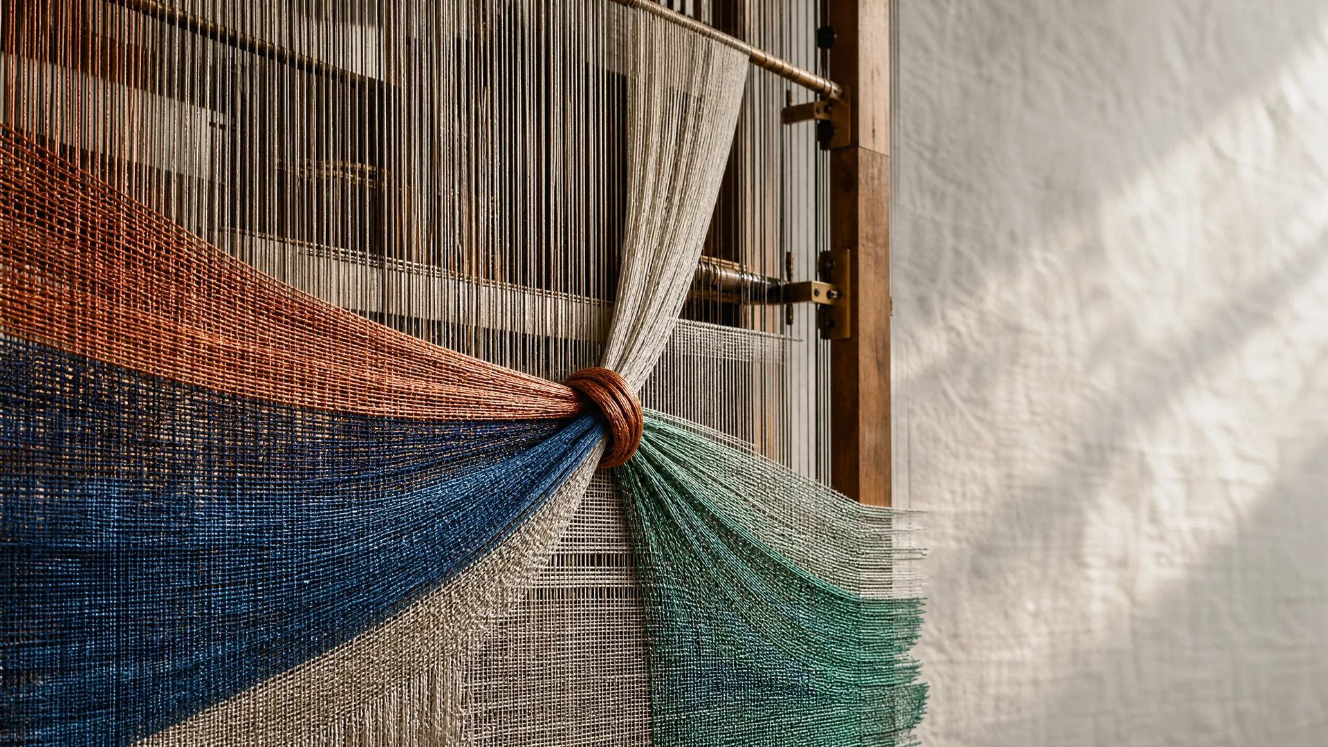 Architectural textile loom showing connected software responsibilities